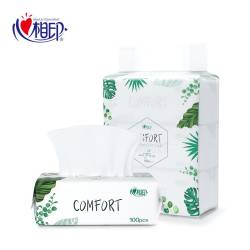 心相印洗臉巾 一次性洗臉巾 干濕擦臉棉柔巾 抽取式 100片*3包/提（1提裝）